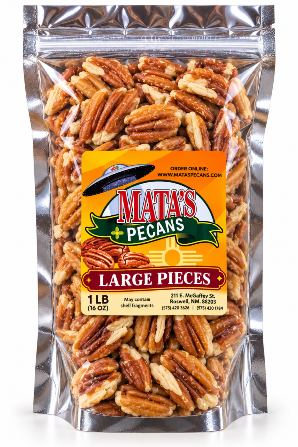 Mata’s Large Pieces Pecan Pouch Shelled Pecans Large Pieces 1LB